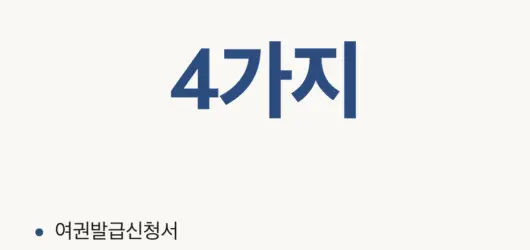 여권 발급 준비물 네 가지를 정리한 카드