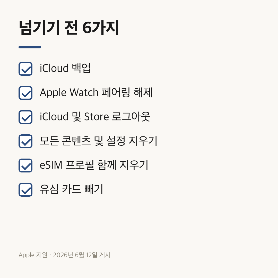 폰을 넘기기 전 백업부터 유심 제거까지 여섯 단계 체크리스트