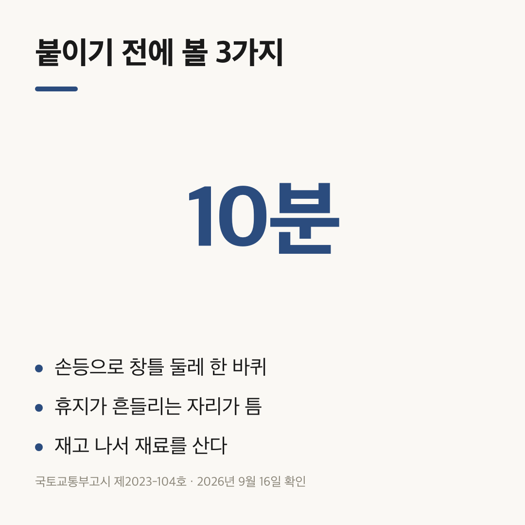 창문 단열 방법 시작 전 10분 동안 손등과 휴지로 틈을 찾는 세 줄 요약