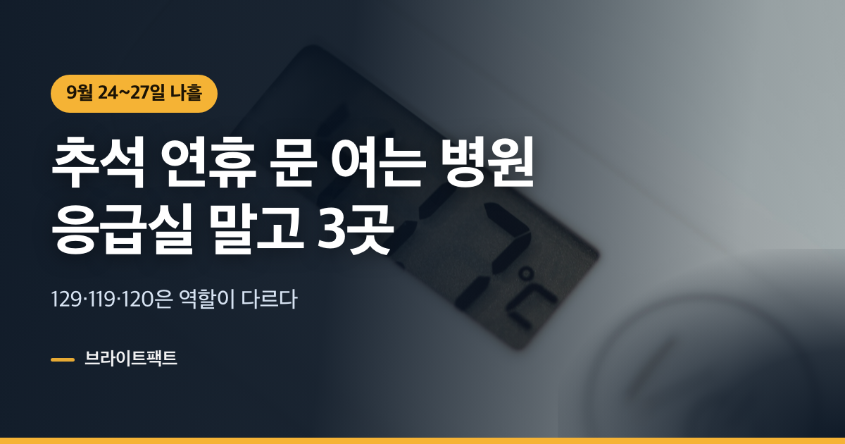 추석 연휴 문 여는 병원, 응급실 말고 전화할 곳 3군데
